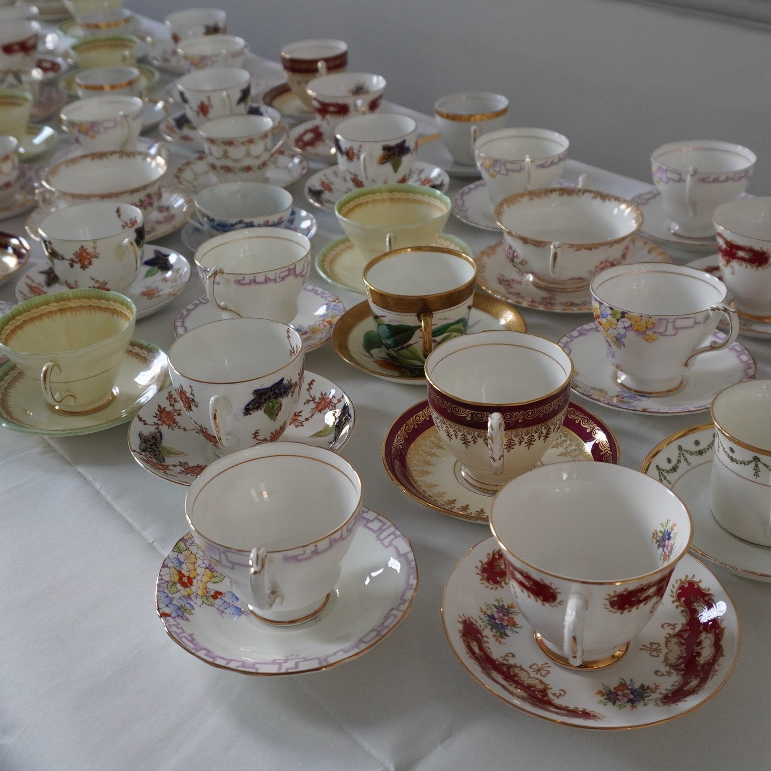 Table full of china teacups