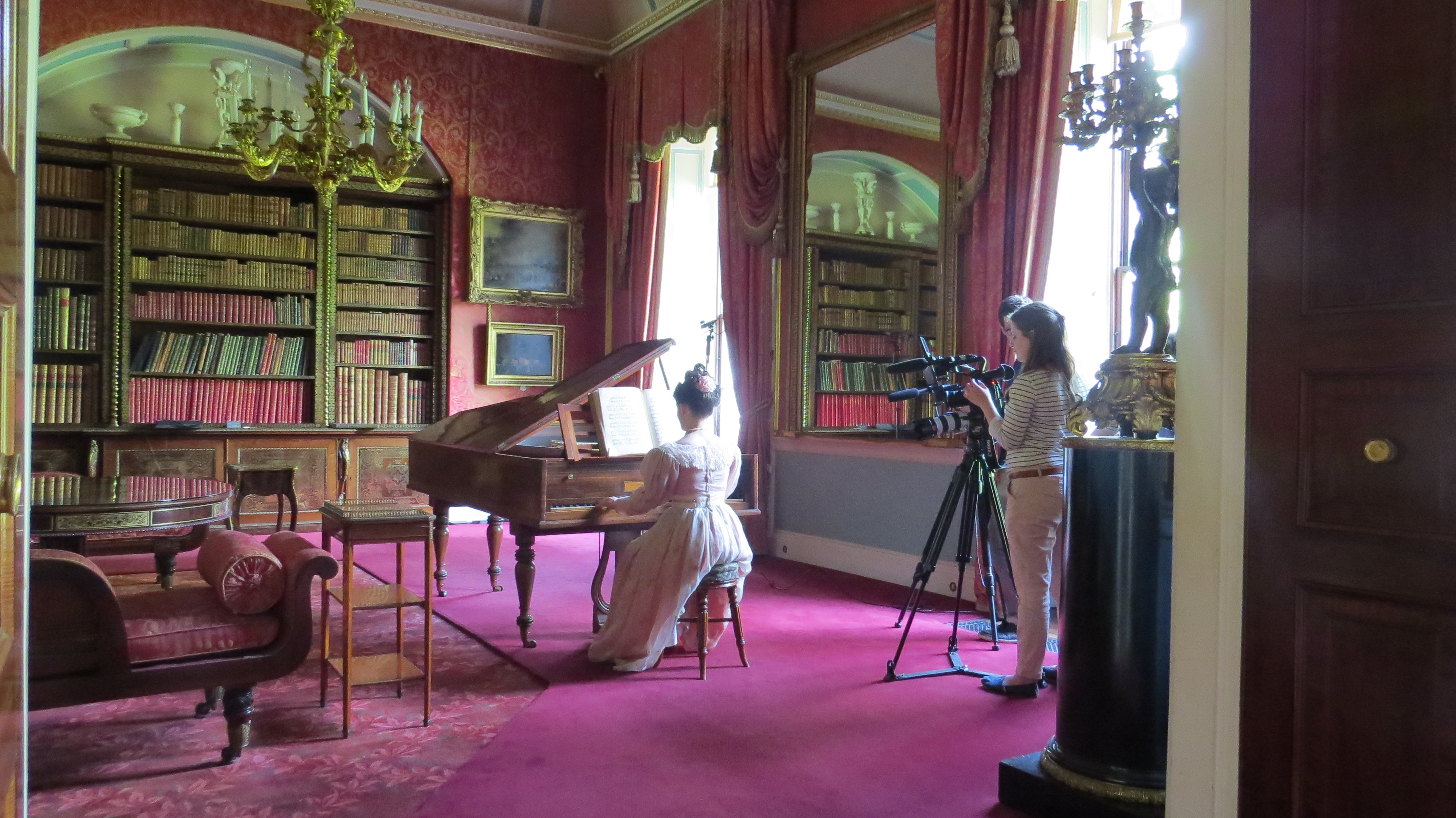 Filming in the Music Room