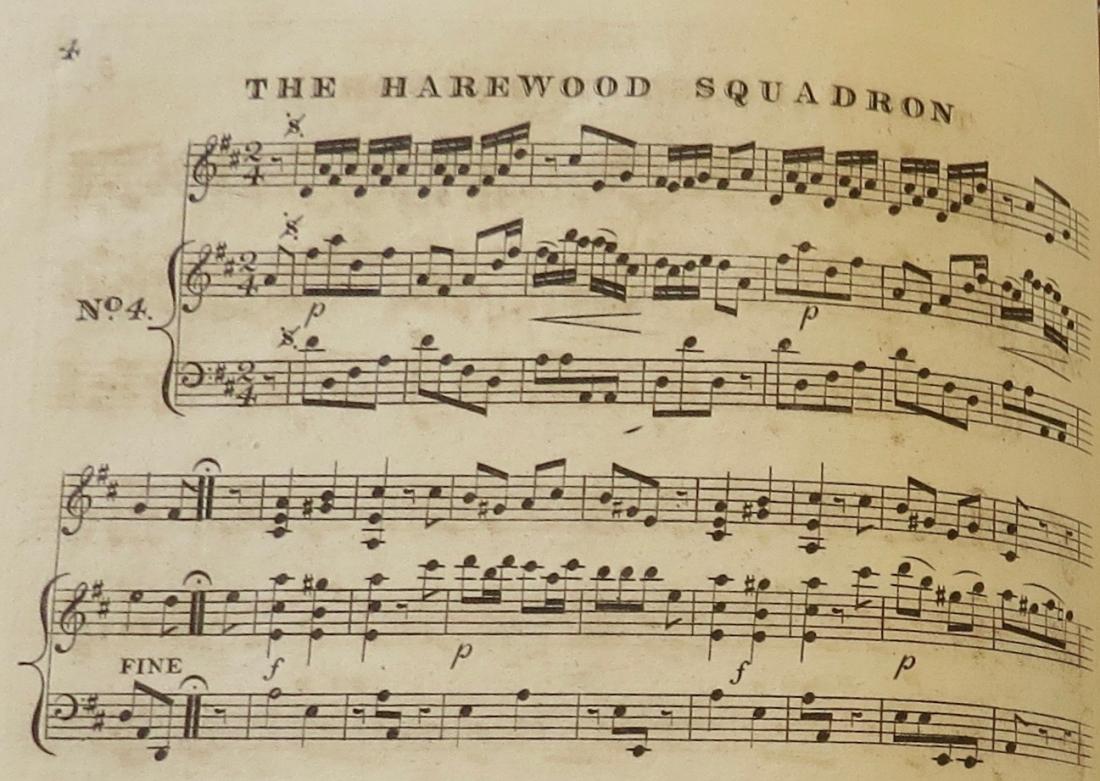 Extract from the score of the Yorkshire Hussars Quadrilles, 2008TW-2163. Houghton Library, Harvard University.