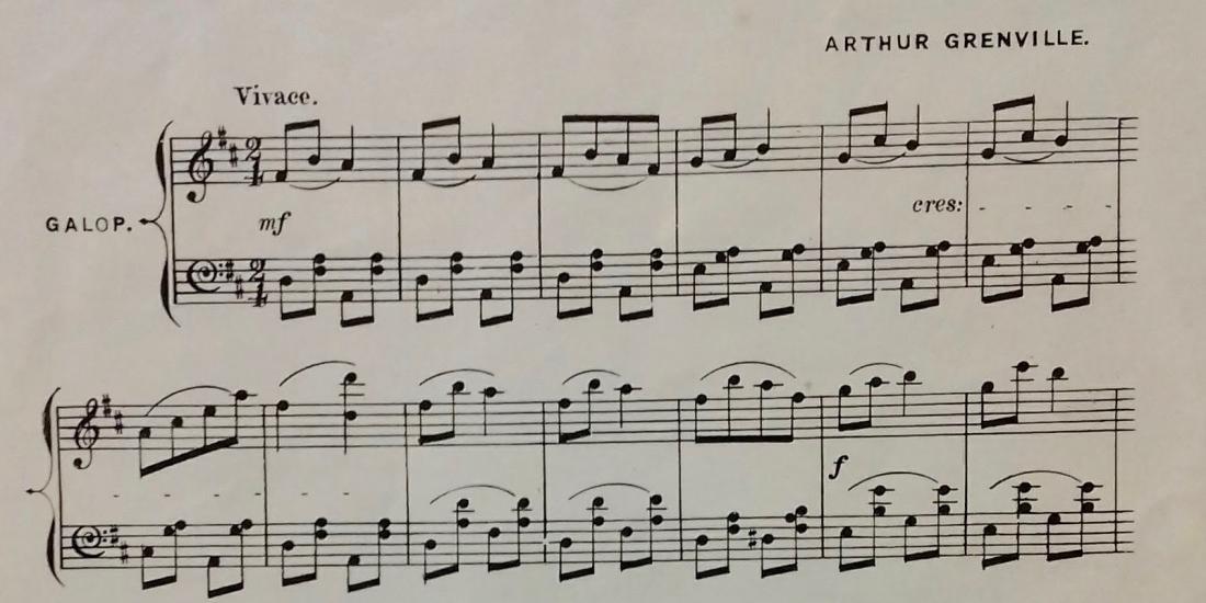 Extract of the score for The New Velocipede Galop by Arthur Grenville, Erddig J-5-3 (19)