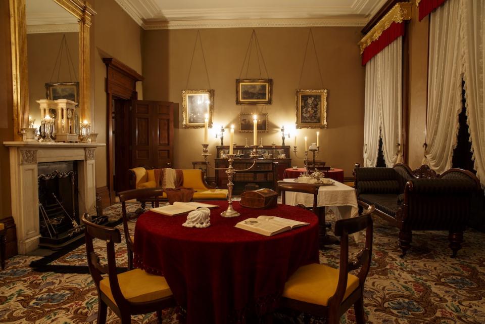 Elizabeth Bay House drawing room by candlelight. Photo © James Horan for Sydney Living Museums