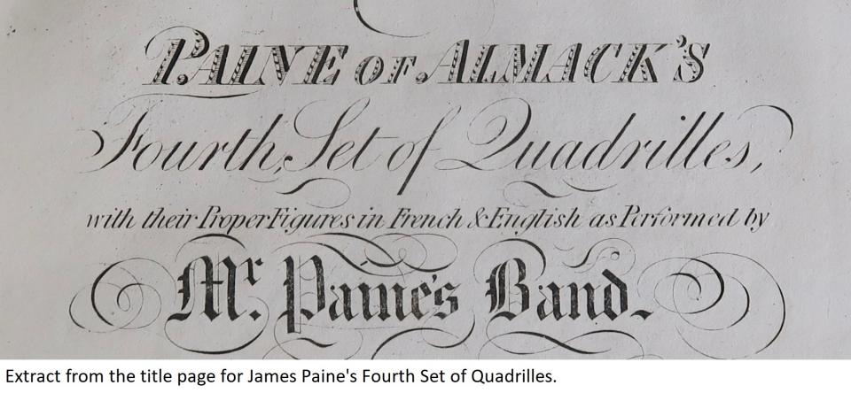 Extract from the title page for James Paine's Fourth Set of Quadrilles.