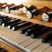 Keyboard of the Bevington organ at Erddig