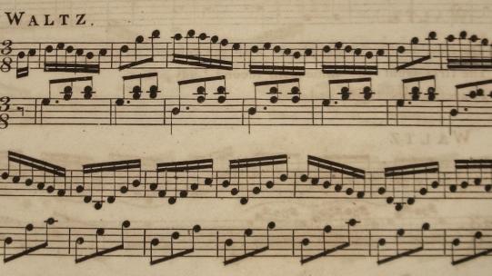 Extract from the score of William Hardman's A Collection of Three Waltzes and Three Country Dances, courtesy of the British Library Board, Music Collections h.113.(10.), page 3.