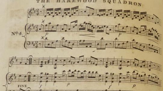 Extract from the score of the Yorkshire Hussars Quadrilles, 2008TW-2163. Houghton Library, Harvard University.