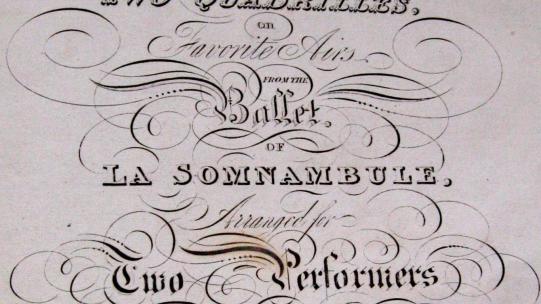 Extract of the title page for Henri Lemoine’s second set of quadrilles based on Ferdinand Hérold’s ballet La Somnambule, Tatton Park MR 2-5-21.