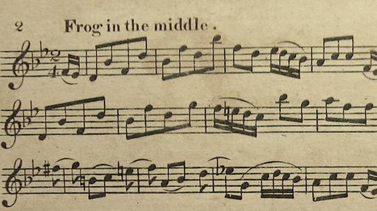 Extract of the score from Frog in the Middle, courtesy of the British Library Board, Music Collections a.9.aa.(2.), page 2.