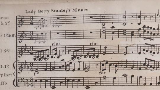 Extract from Lady Betty Stanley’s Minuet published by William Napier, 1774, courtesy of the British Library Board, Music Collections b.53.b.(5.), p. 2. Extract from Lady Betty Stanley’s Minuet published by William Napier, 1774, courtesy of the British Library Board, Music Collections b.53.b.(5.), page 2.